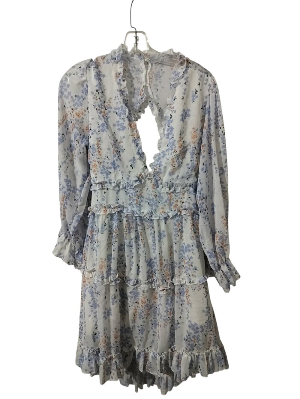 6044) Sophie & Trey Fairy Cutout Back Ruffle Tiered Floral Mini Dress Small